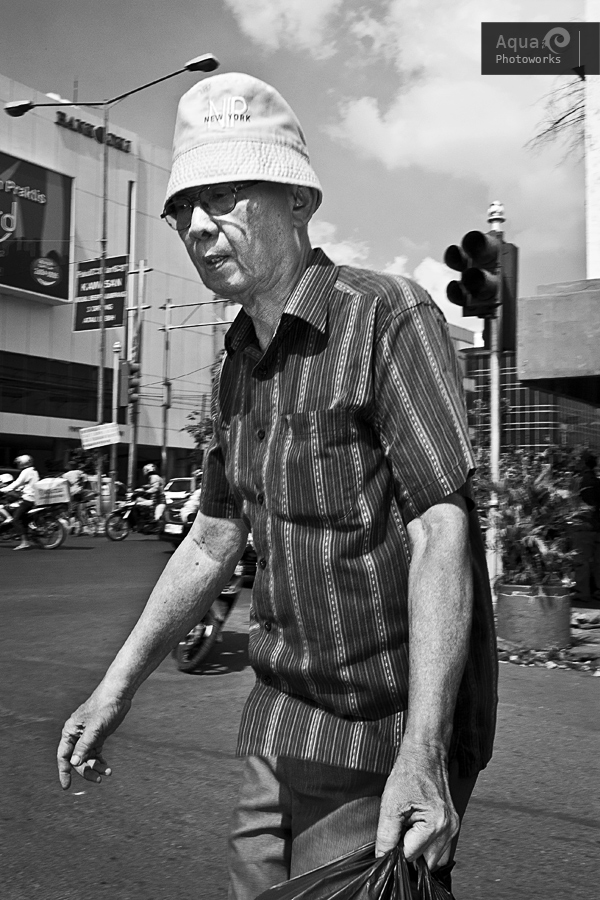 Old Man Crossing Road
